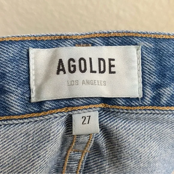 Agolde 90's Jean Mid Rise Light Wash Distressed - Picture 7 of 9
